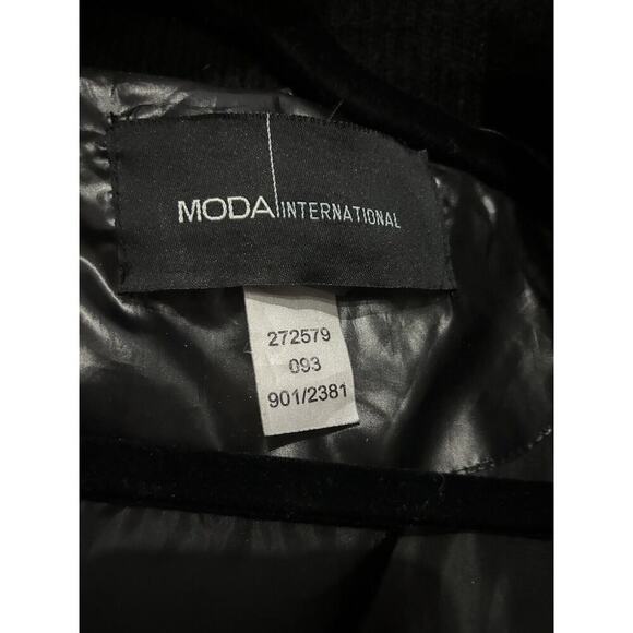 Moda international Puffer Jacket Black Women’s Size Small Long Winter Coat Shiny - Picture 14 of 15
